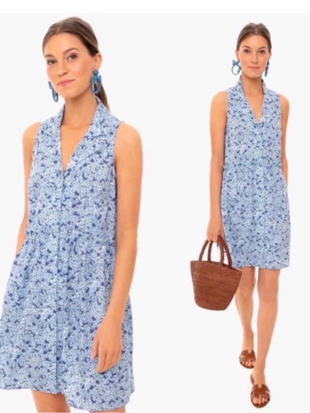 Tuckernuck blue hydrangea shirt dress